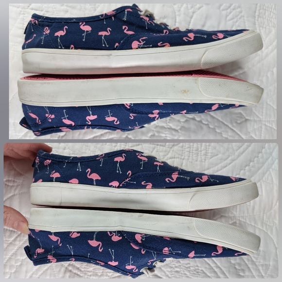 Old Navy | Navy & Pink Flamingo Print Sneakers | Youth Size 4 - Picture 3 of 4